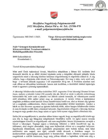 Levél a Környezetvédelmi Hatóságnak - 1. rész.