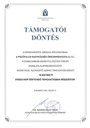 Versenyképes járások - támogatói döntés: teherautó vásárlására.