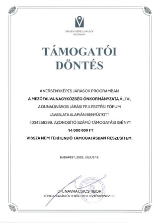 Versenyképes járások - támogatói döntés: térfigyelő-rendszer korszerűsítésére.