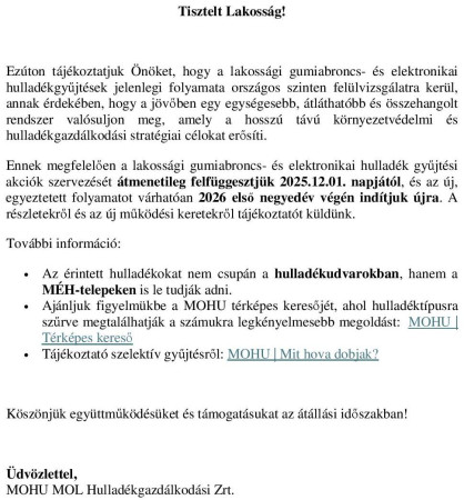 MOHU tájékoztatás.