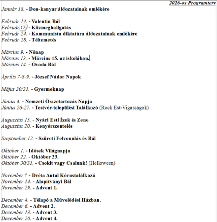 A 2026-os programterv.