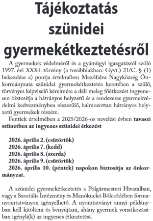 Szünidei gyermekétkeztetés - jelentkezési határidő: március 27-e! 1. rész. 