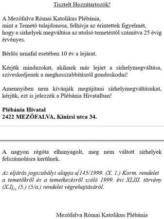 Sírhelyek megváltása.